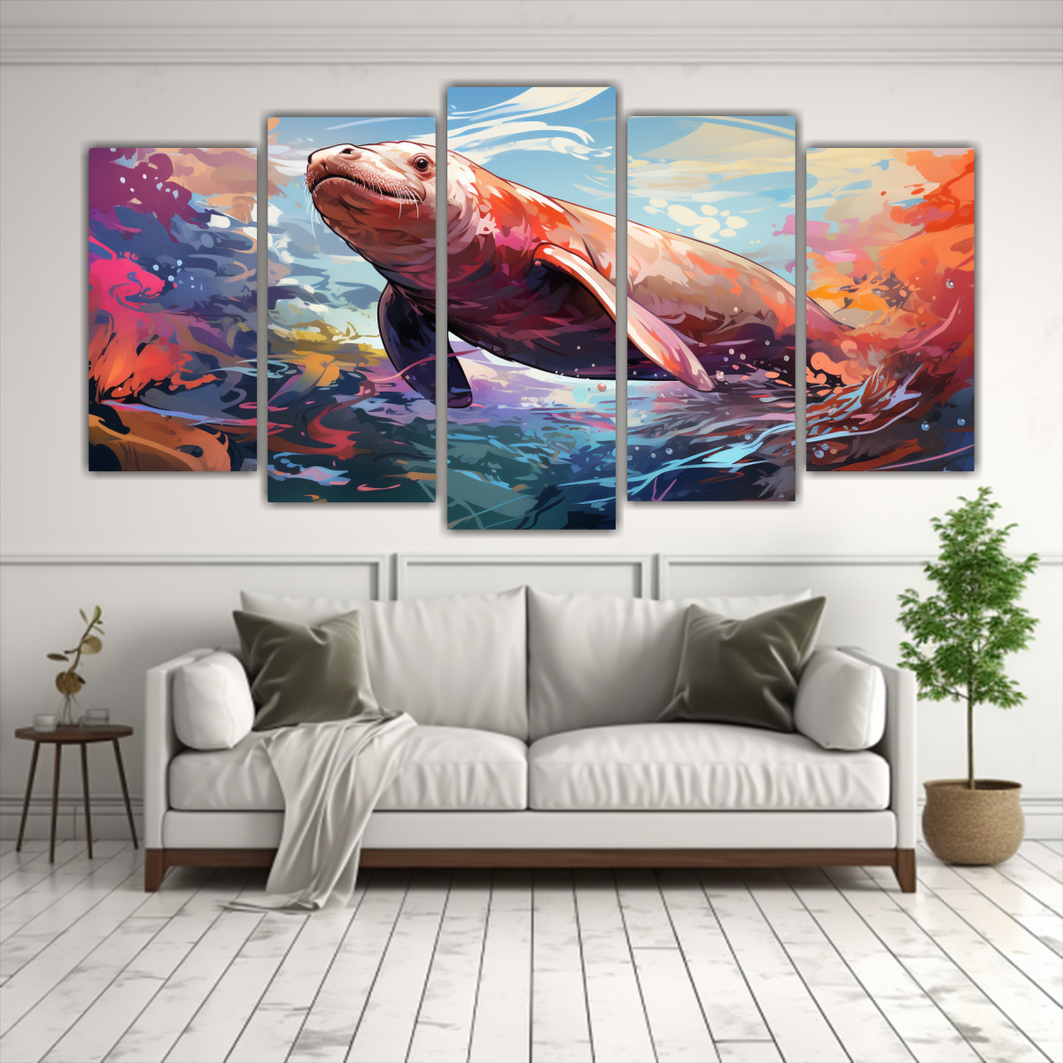 cuadros-de-pared-axolotl-y-morsa-en-colores-iridiscentes-y-transparentes-1