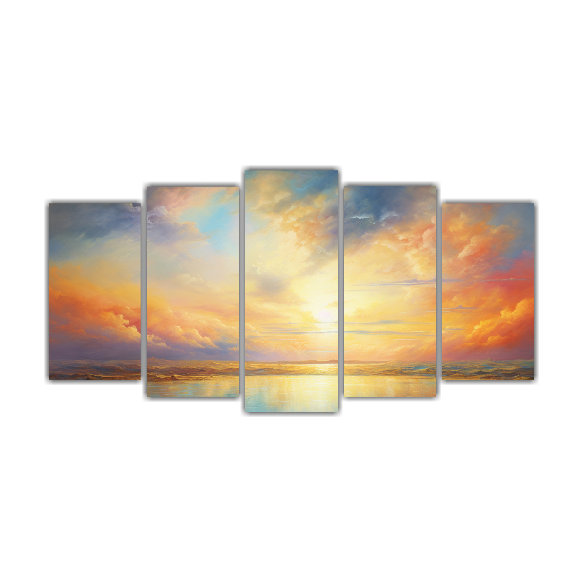 cuadros-de-tela-moderna-refinada-amaneceres-y-atardeceres-con-colores-del-arco-ris-y-oro