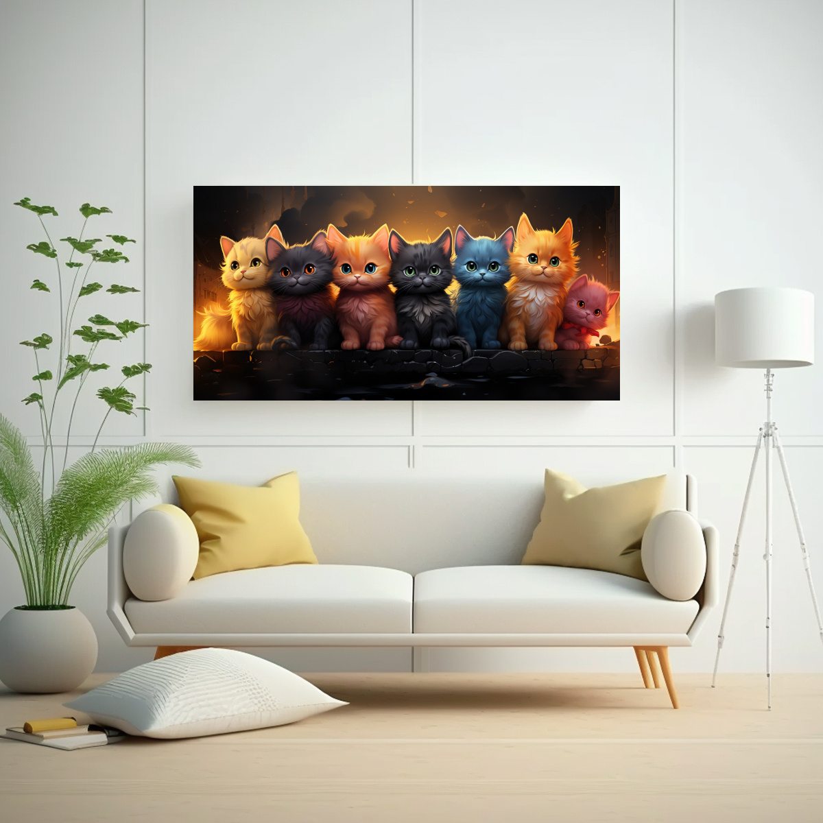 cuadros-decorativos-arte-de-pared-gatos-anime-adorables-tonos-luminosos-1
