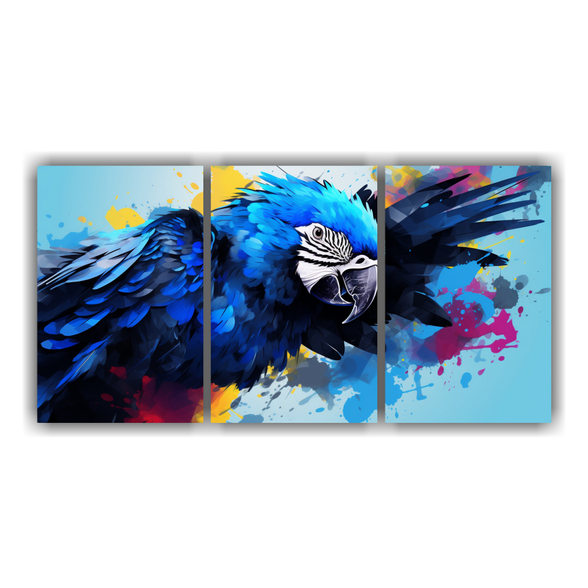 Cuadros Decorativos Arte Gráfico De Guacamayo En Negro Y Azul