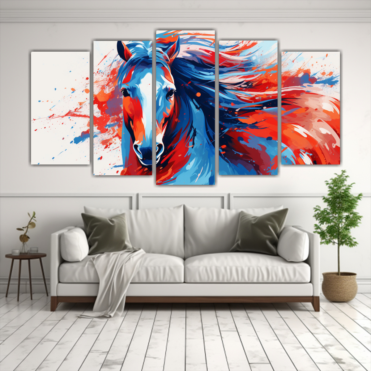 cuadros-decorativos-de-arte-pop-con-caballo-andaluz-en-rojo-y-azul-1