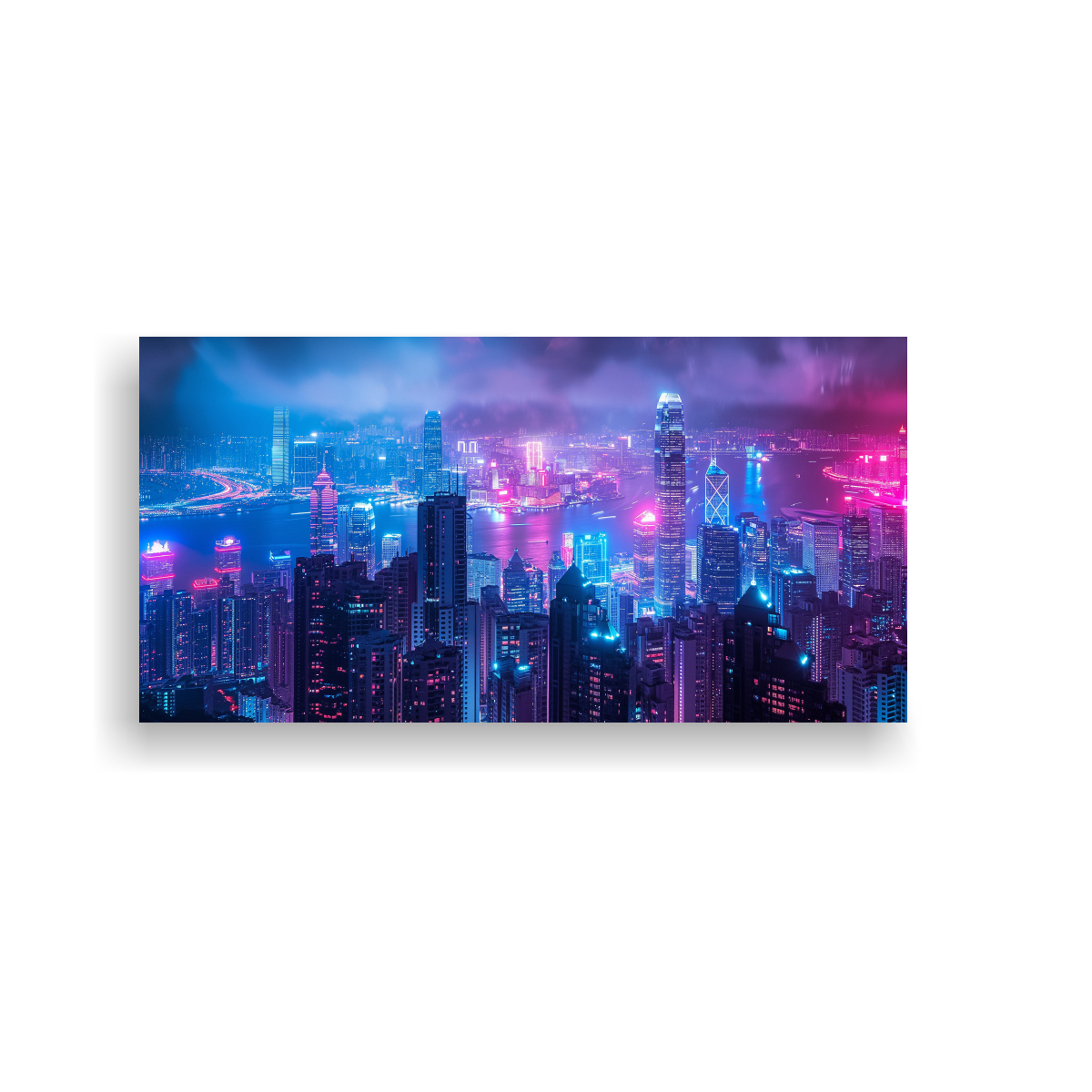 cuadros-decorativos-estilo-galer-a-visual-vista-nocturna-de-hong-kong-en-azul-y-cian-