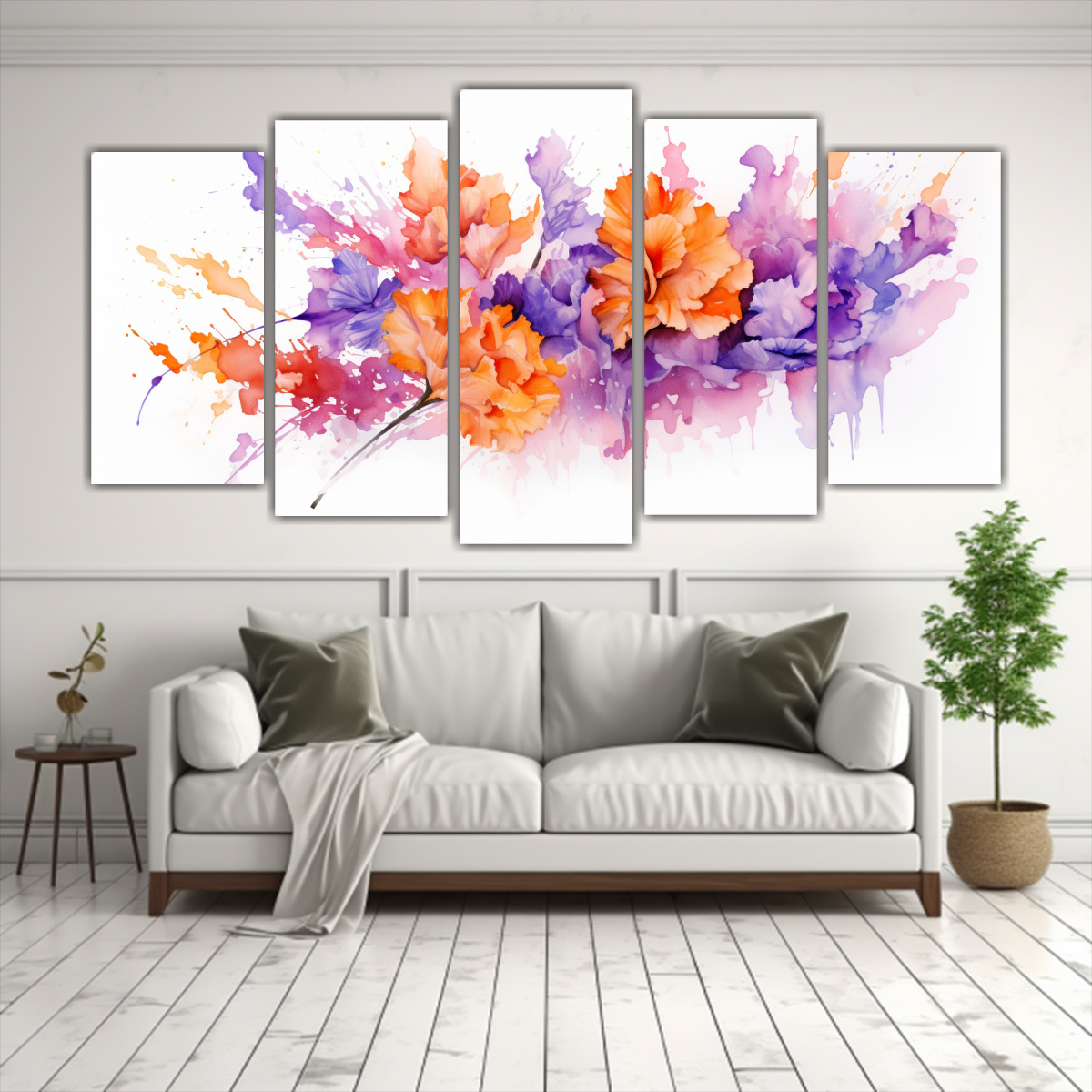 cuadros-decorativos-florales-p-rpura-y-naranja-movimiento-abstracto-1