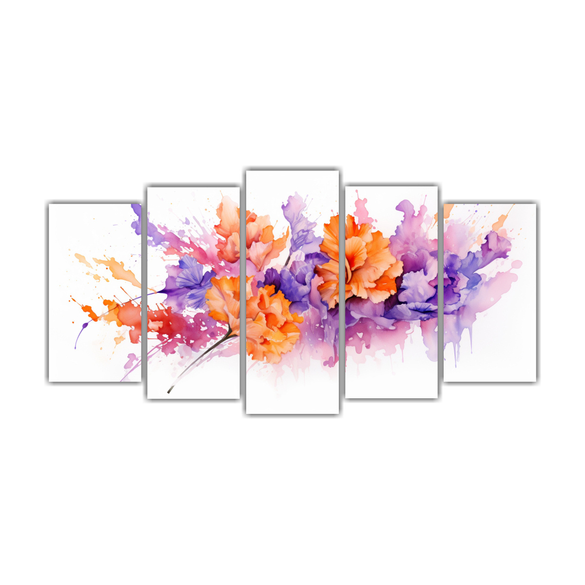 cuadros-decorativos-florales-p-rpura-y-naranja-movimiento-abstracto