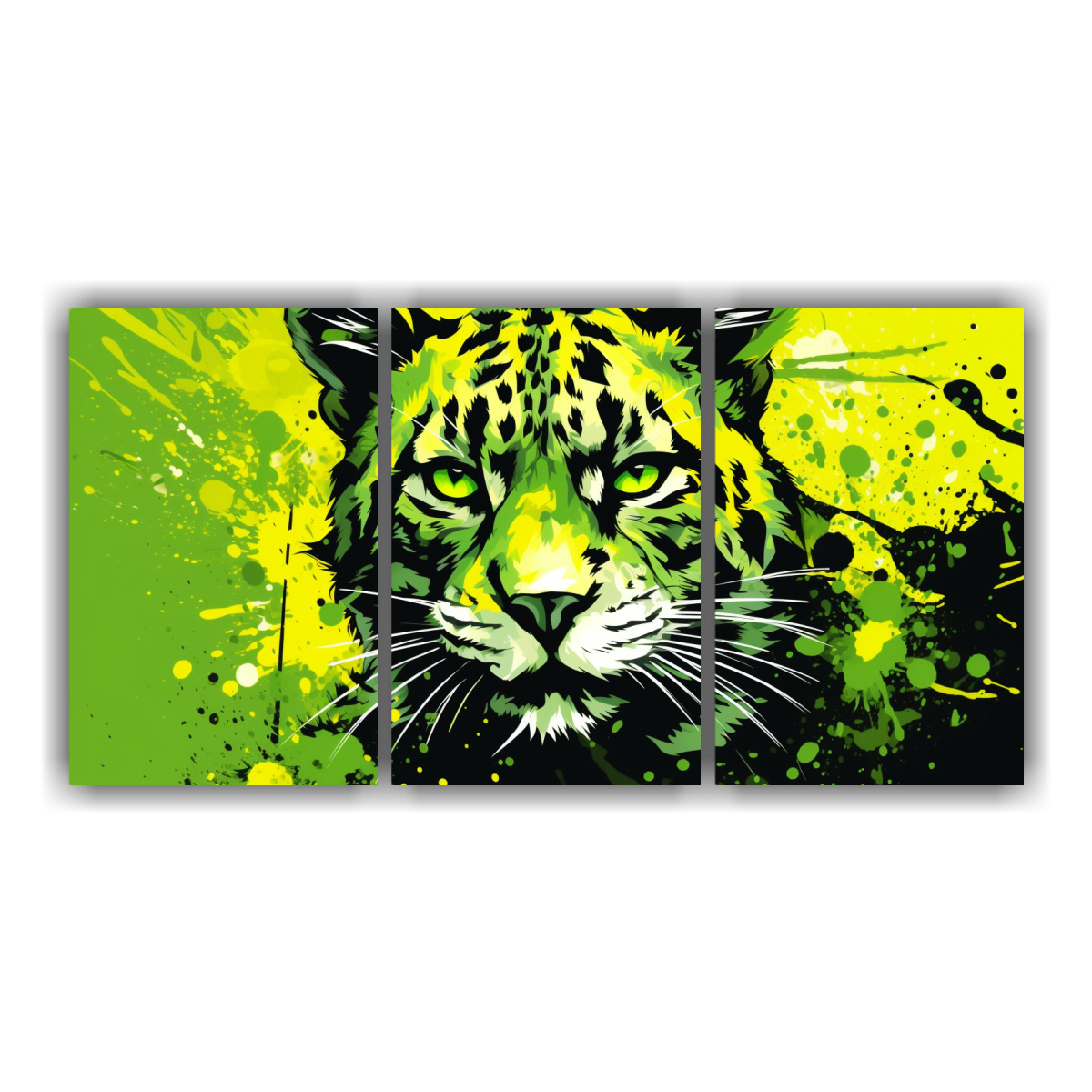 cuadros-decorativos-inspirados-en-arte-callejero-felino-salvaje-en-verde-neo-pop-art-