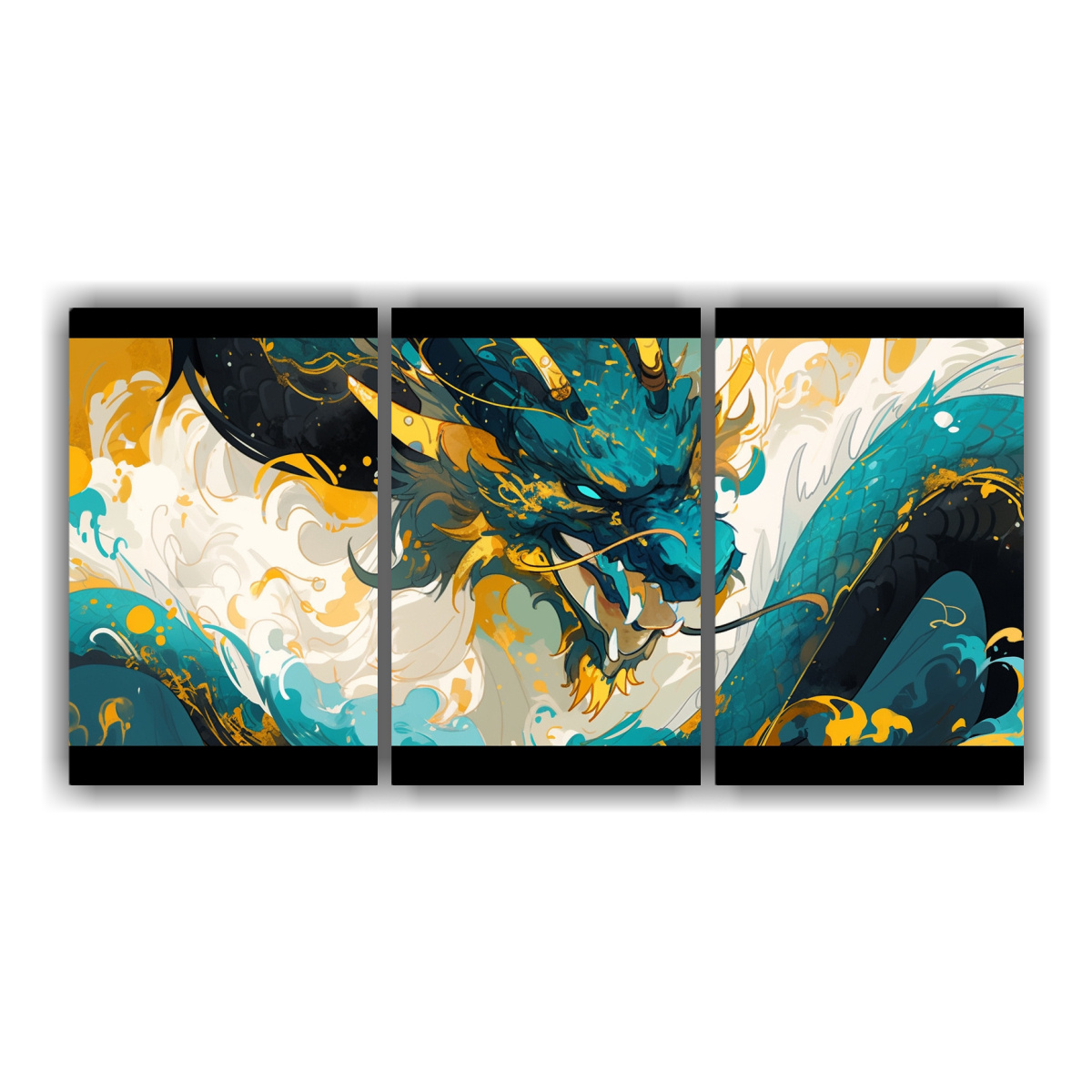 Cuadro Decorativo De Tela De Seda Con Diseño De Dragón Y Letrero - Mano Decorativa Negra Yudu