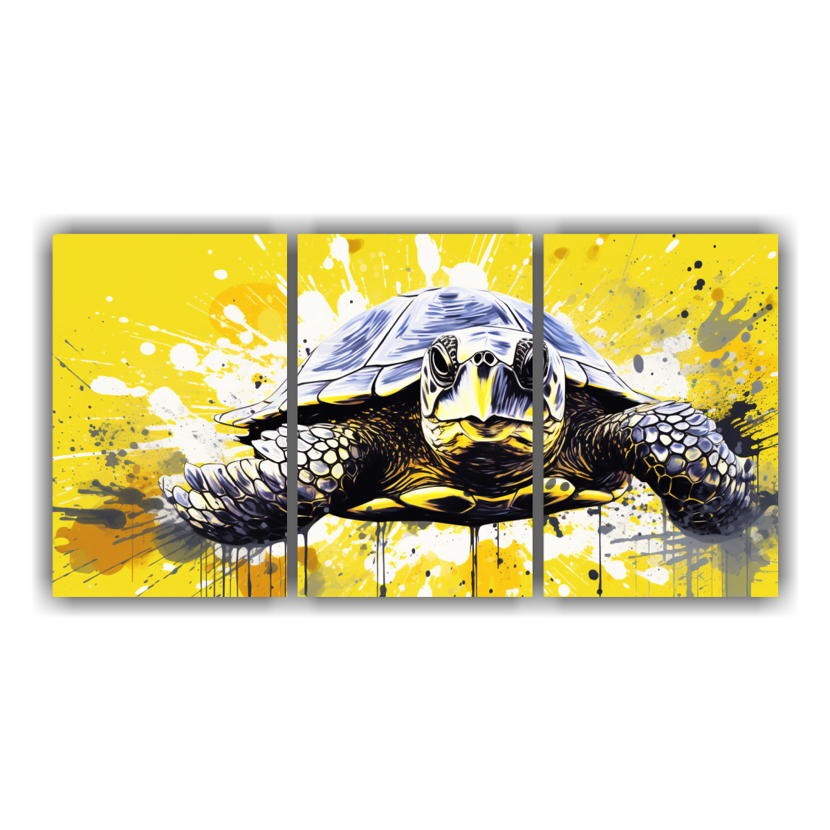 cuadros-fotograf-a-escena-tortuga-amarilla-y-blanca-arte-pop-neo