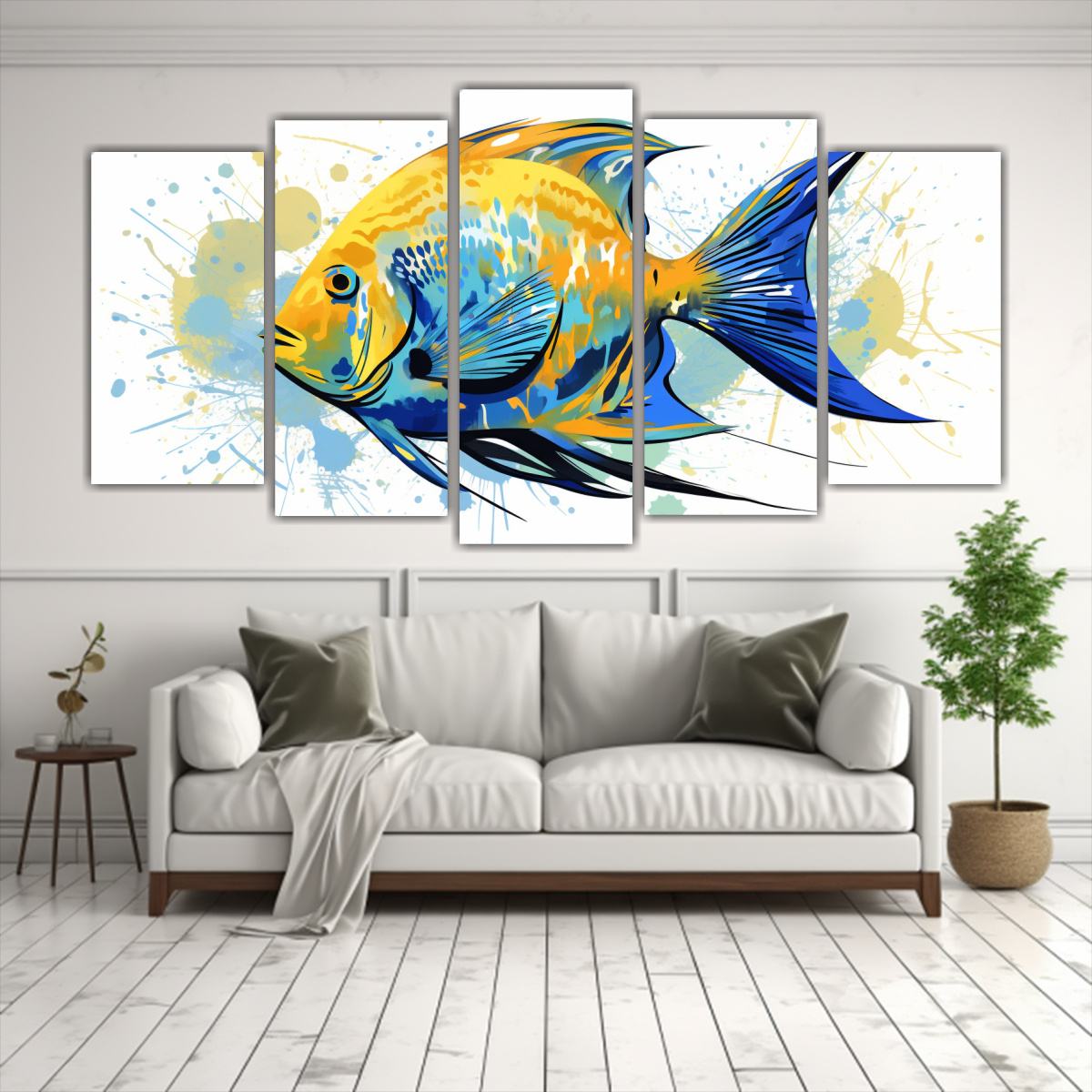 cuadros-imagen-escenario-ngel-fish-en-colores-oro-y-azul-estilo-neo-pop-arte-1