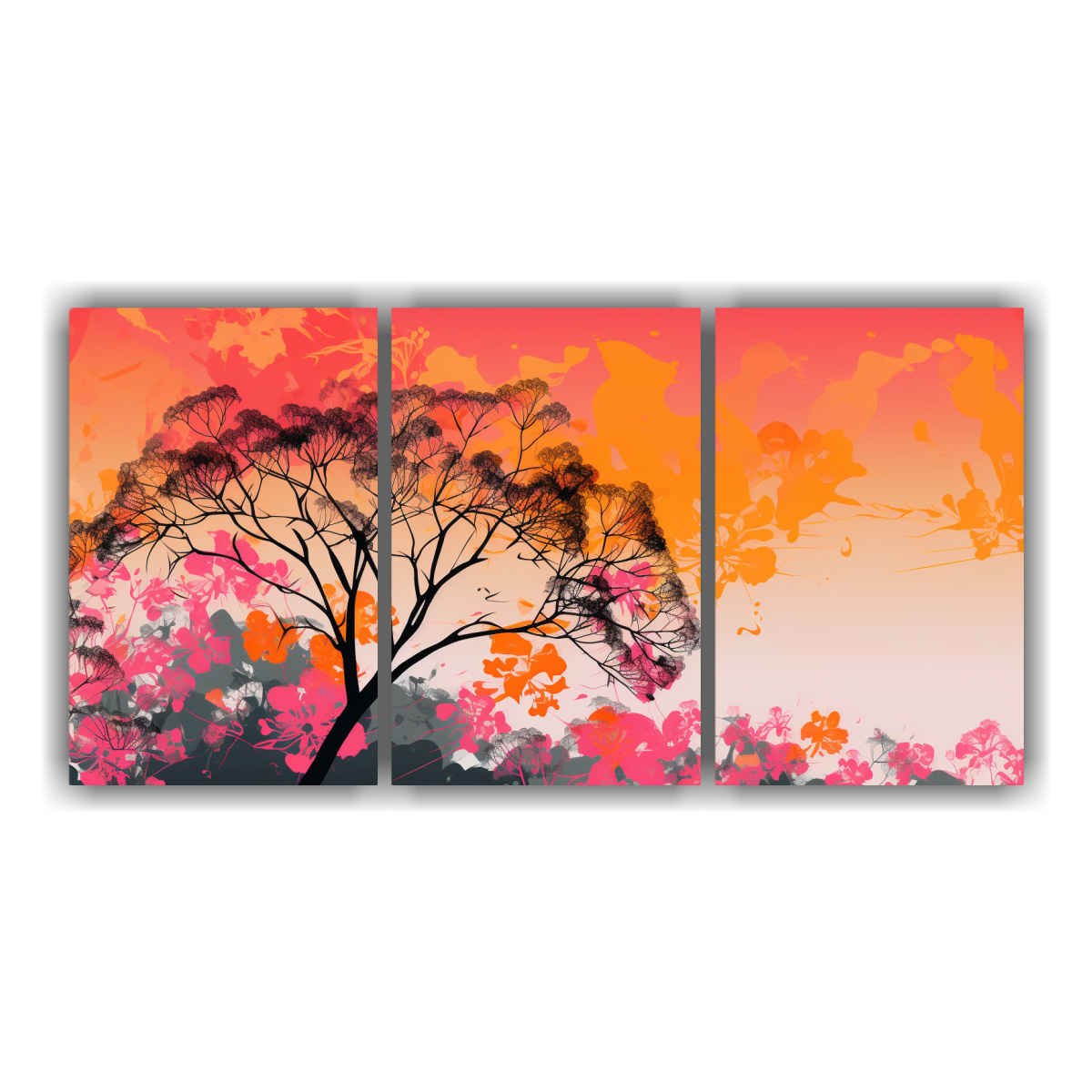 cuadros-impresos-de-rbol-de-acacia-en-tonos-naranja-y-rosa-neonoir