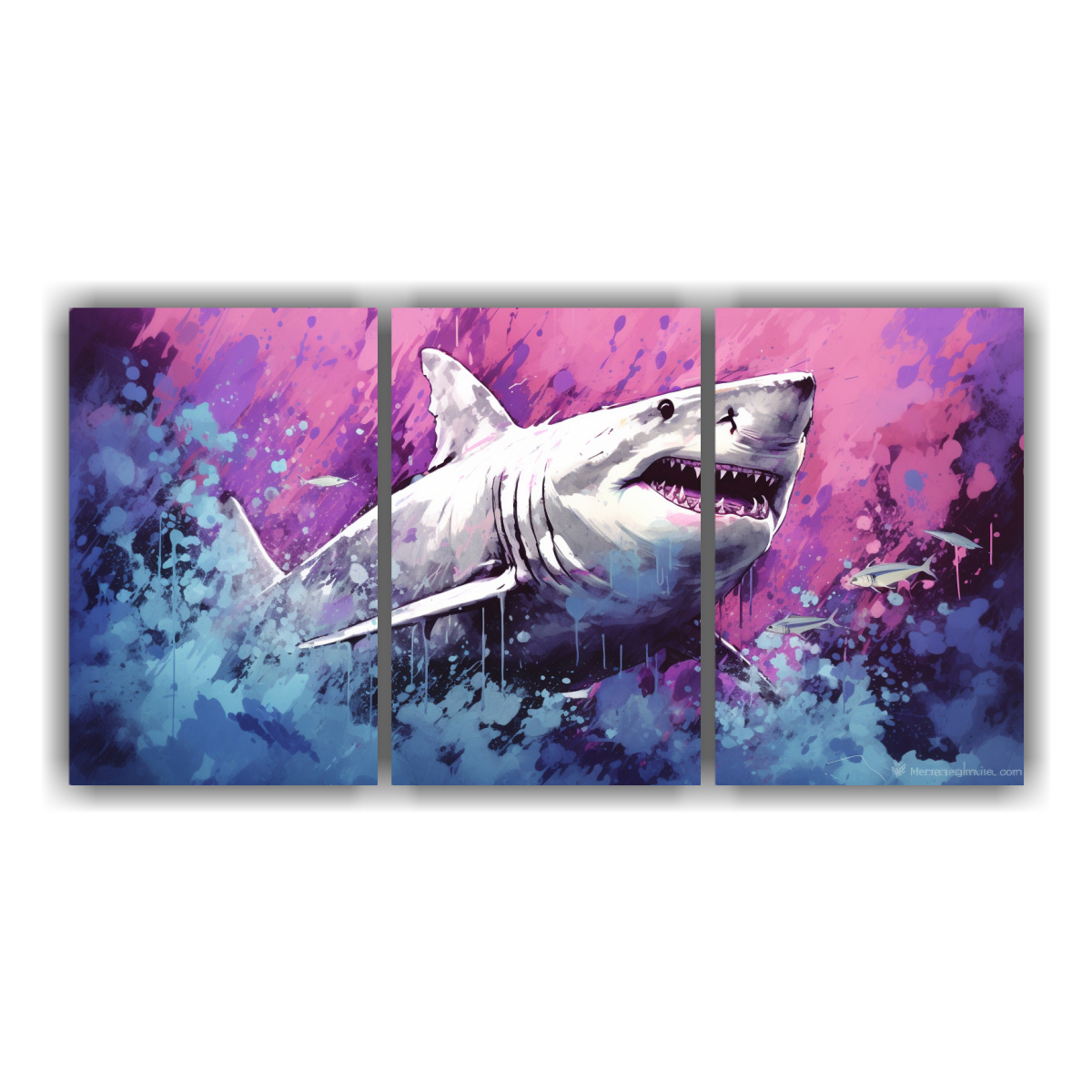 cuadros-inspiraci-n-tibur-n-tigre-de-arena-en-colores-bosque-y-lila-neo-pop