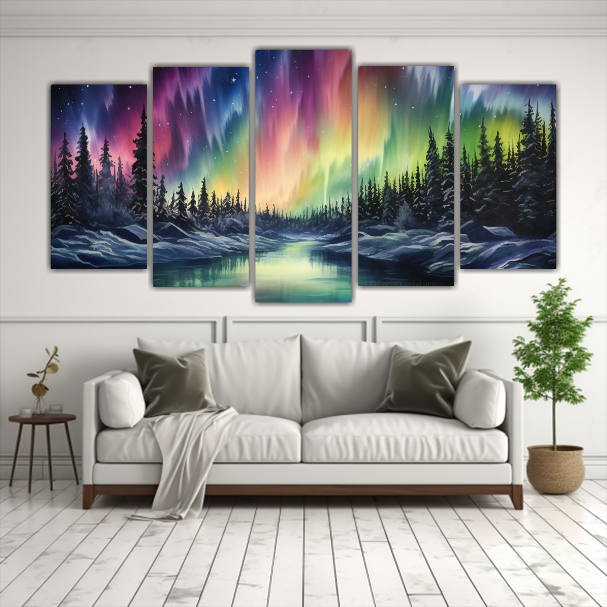 cuadros-inspiradores-aurora-boreal-con-arco-ris-y-acuarelas-1
