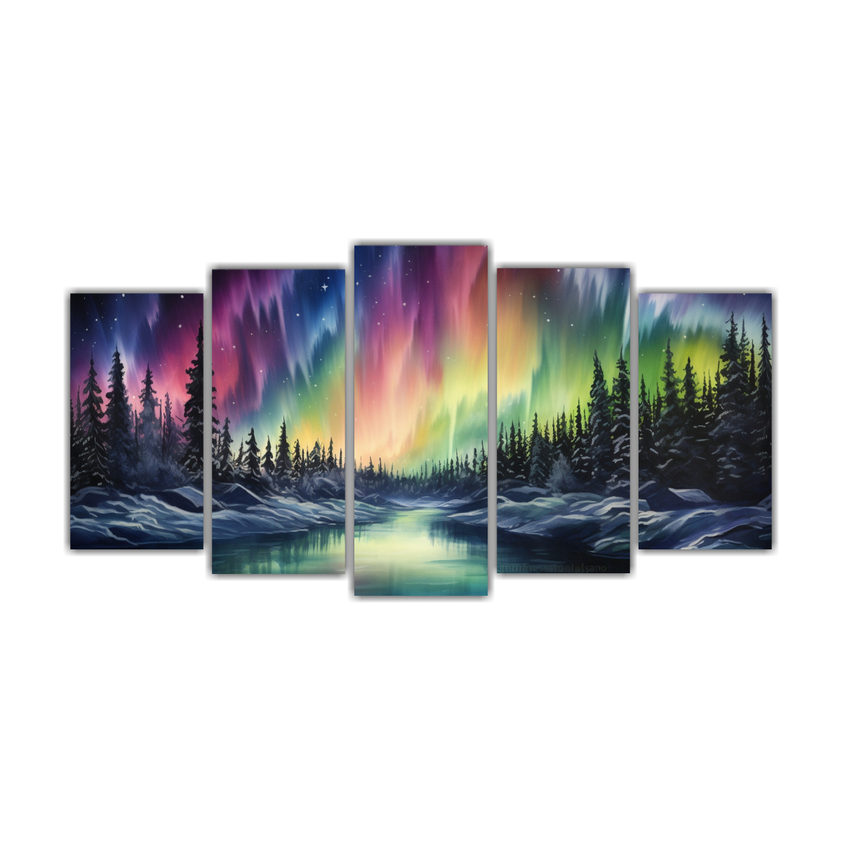 cuadros-inspiradores-aurora-boreal-con-arco-ris-y-acuarelas