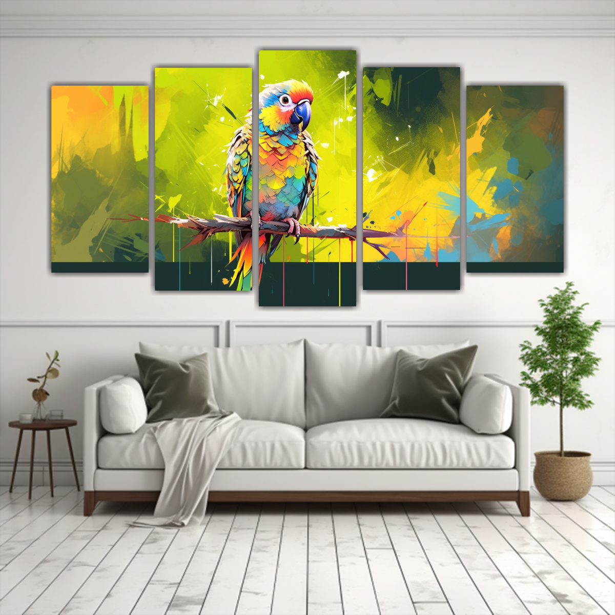 cuadros-intrincados-de-un-loro-en-colores-vibrantes-y-amarillos-neo-pop-art-1