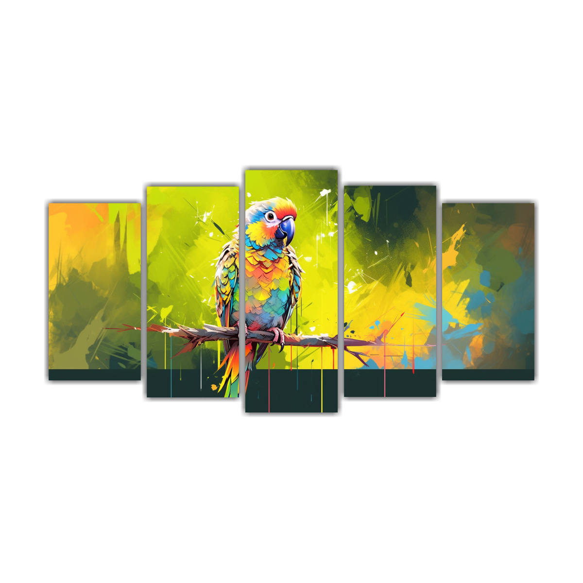 cuadros-intrincados-de-un-loro-en-colores-vibrantes-y-amarillos-neo-pop-art