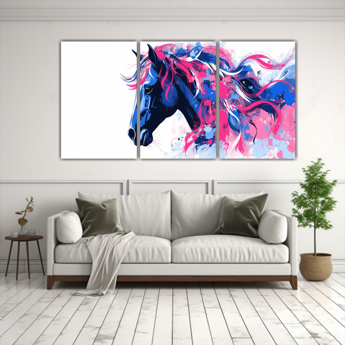 cuadros-juveniles-de-cuadro-caballo-shire-en-tonos-rosa-y-azul-neo-pop-art-1