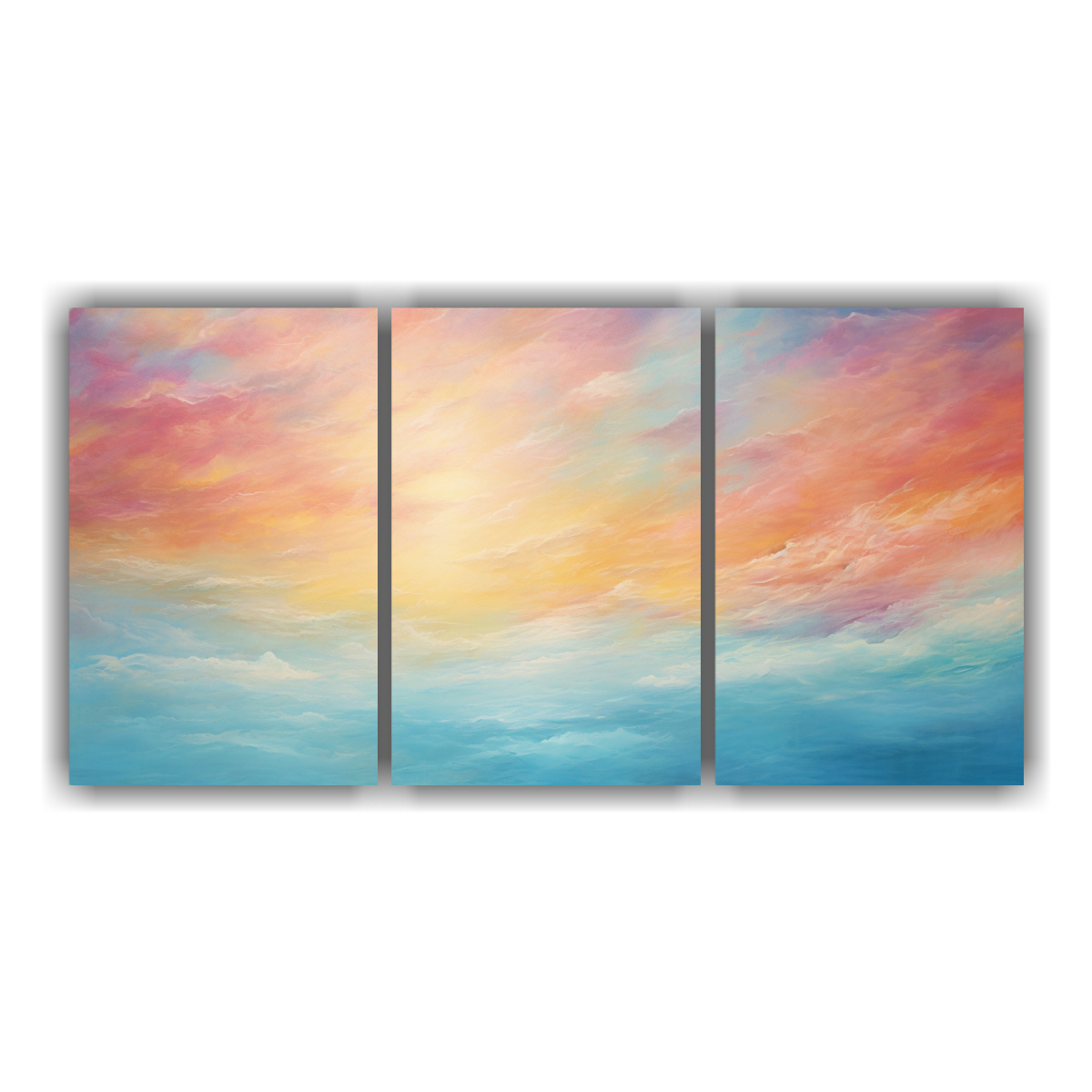 cuadros-modernos-comedor-amaneceres-y-atardeceres-con-arco-ris-y-turquesa
