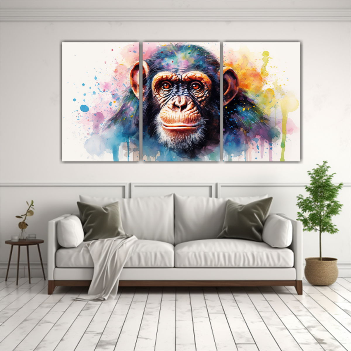 cuadros-modernos-de-chimpanc-en-acuarelas-coloridas-1