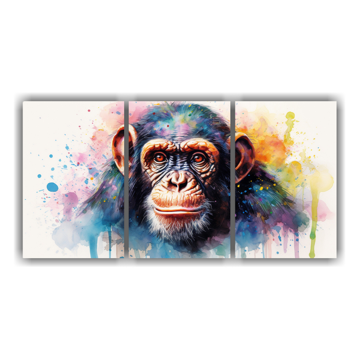 cuadros-modernos-de-chimpanc-en-acuarelas-coloridas