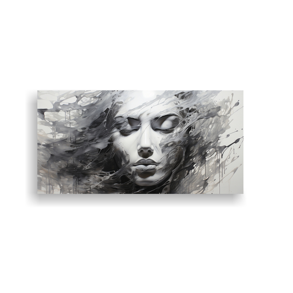 cuadros-modernos-de-contornos-faciales-y-salpicaduras-en-plata-y-blanco