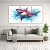 cuadros-modernos-multicolor-de-arte-pop-neo-a-shark-in-maroon-y-tiffany-sky-blue-1-1