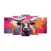 cuadros-modernos-multicolor-vaca-longhorn-arco-ris-y-rosa-arte-pop-neo