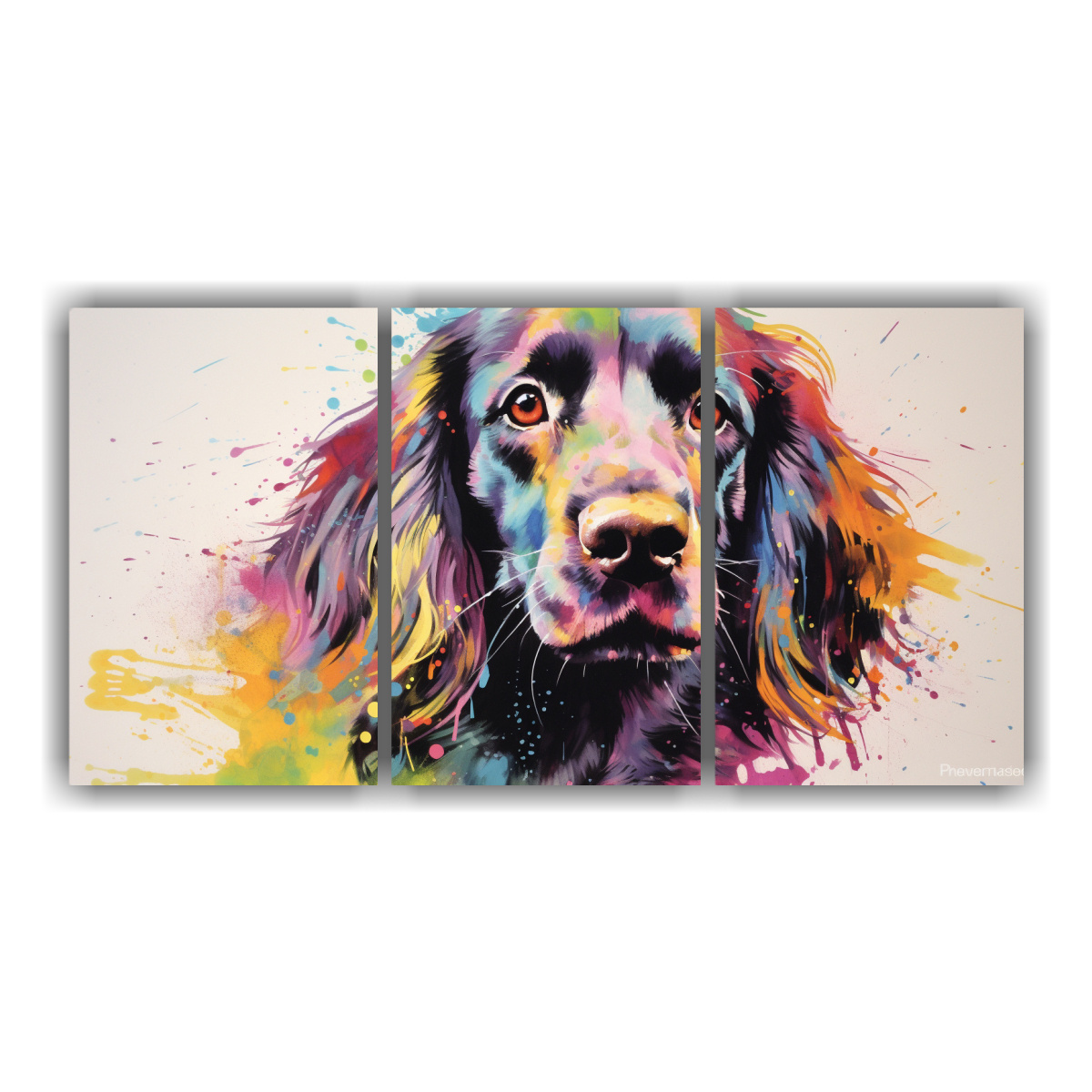 Cuadros Movimiento Ambiente Setters En Colores Arcoíris Y Verde Pop Art Neo.