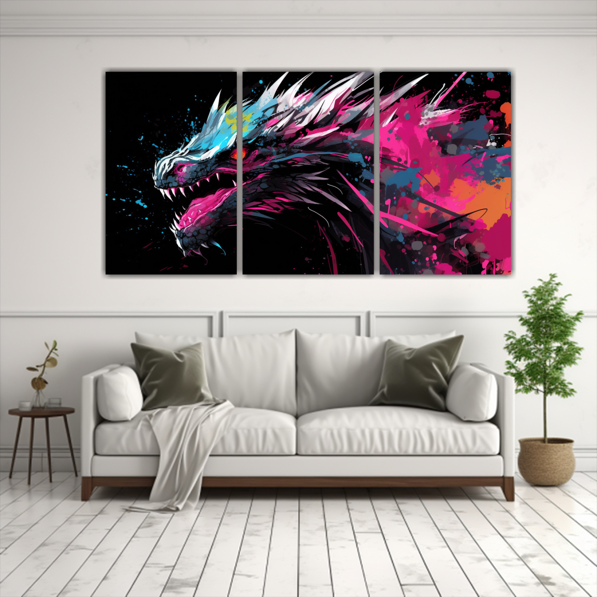 cuadros-tela-canvas-dragon-colorido-y-negro-atmosfera-neonoir-1