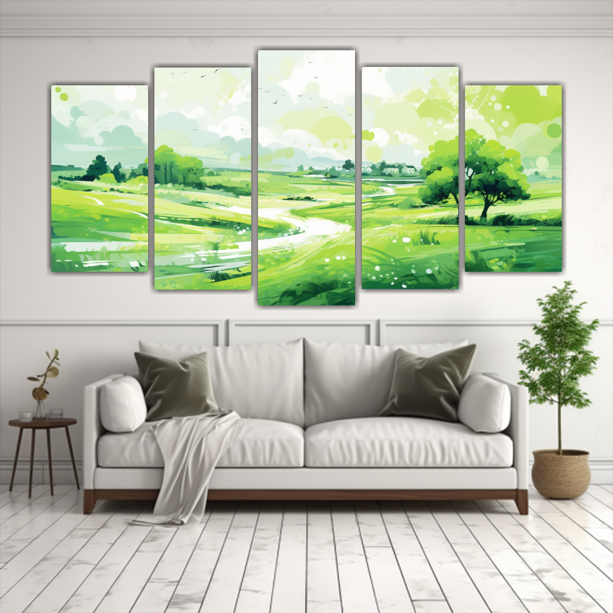 cuadros-tela-primavera-paisaje-colores-verdes-estilo-pop-neo-1