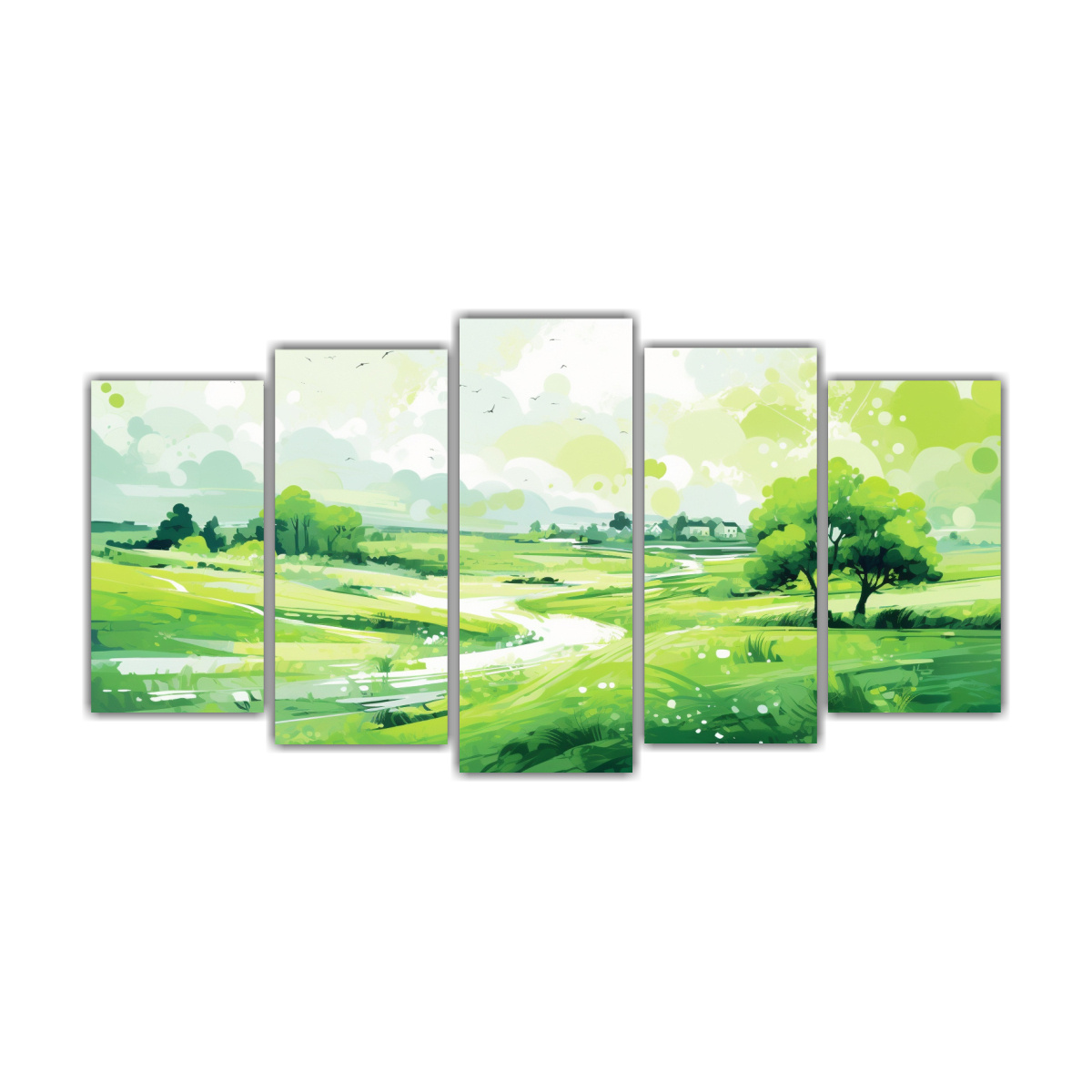 cuadros-tela-primavera-paisaje-colores-verdes-estilo-pop-neo