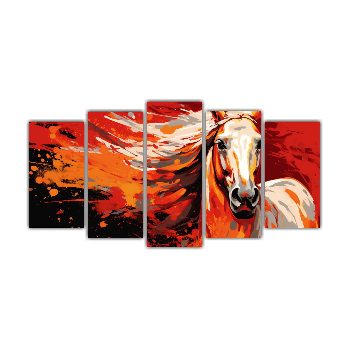cuadros-vanguardia-caballo-rabe-en-rojo-y-naranja-estilo-neo-pop-art-