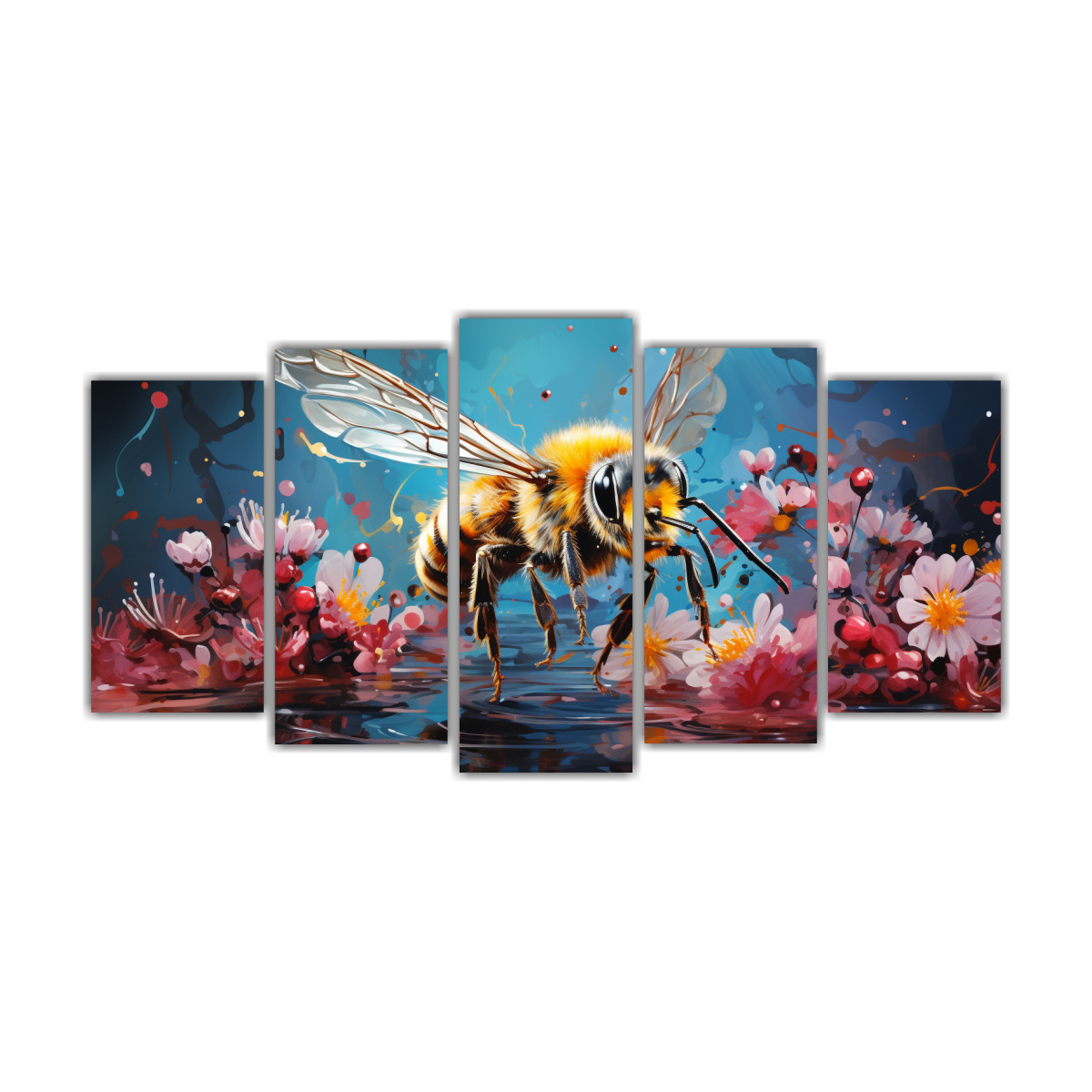 cuadros-vintage-de-interiores-abeja-en-colores-flamencos-neo-pop-art-