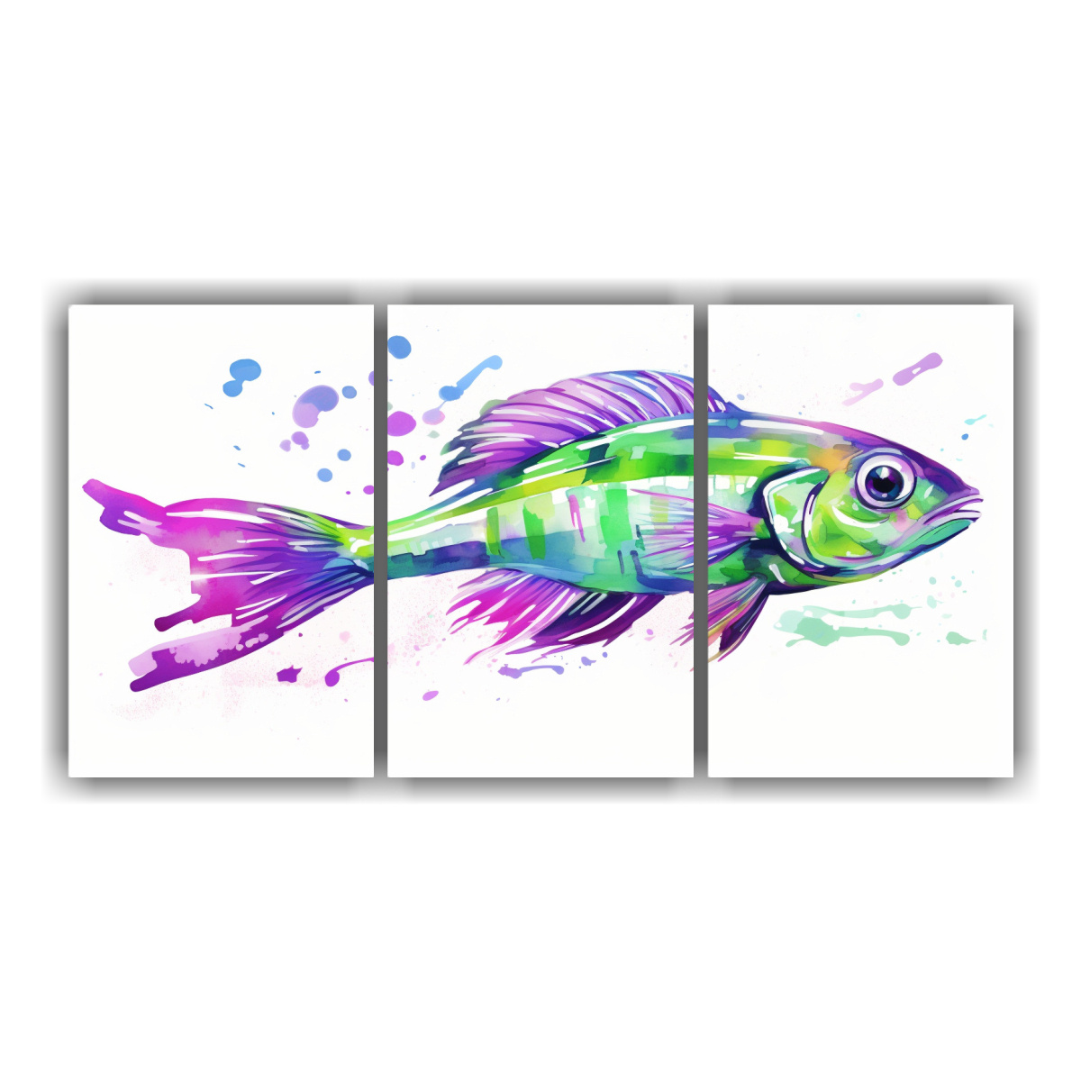 cuadros-zebrafish-en-verde-y-morado-estilo-neo-pop-arte-