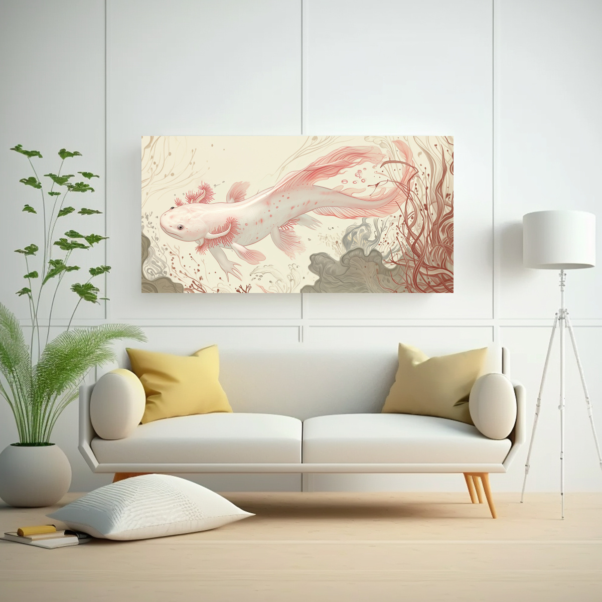 dibujo-espectacular-en-relieve-de-axolote-albino-nadando-por-james-jean-1