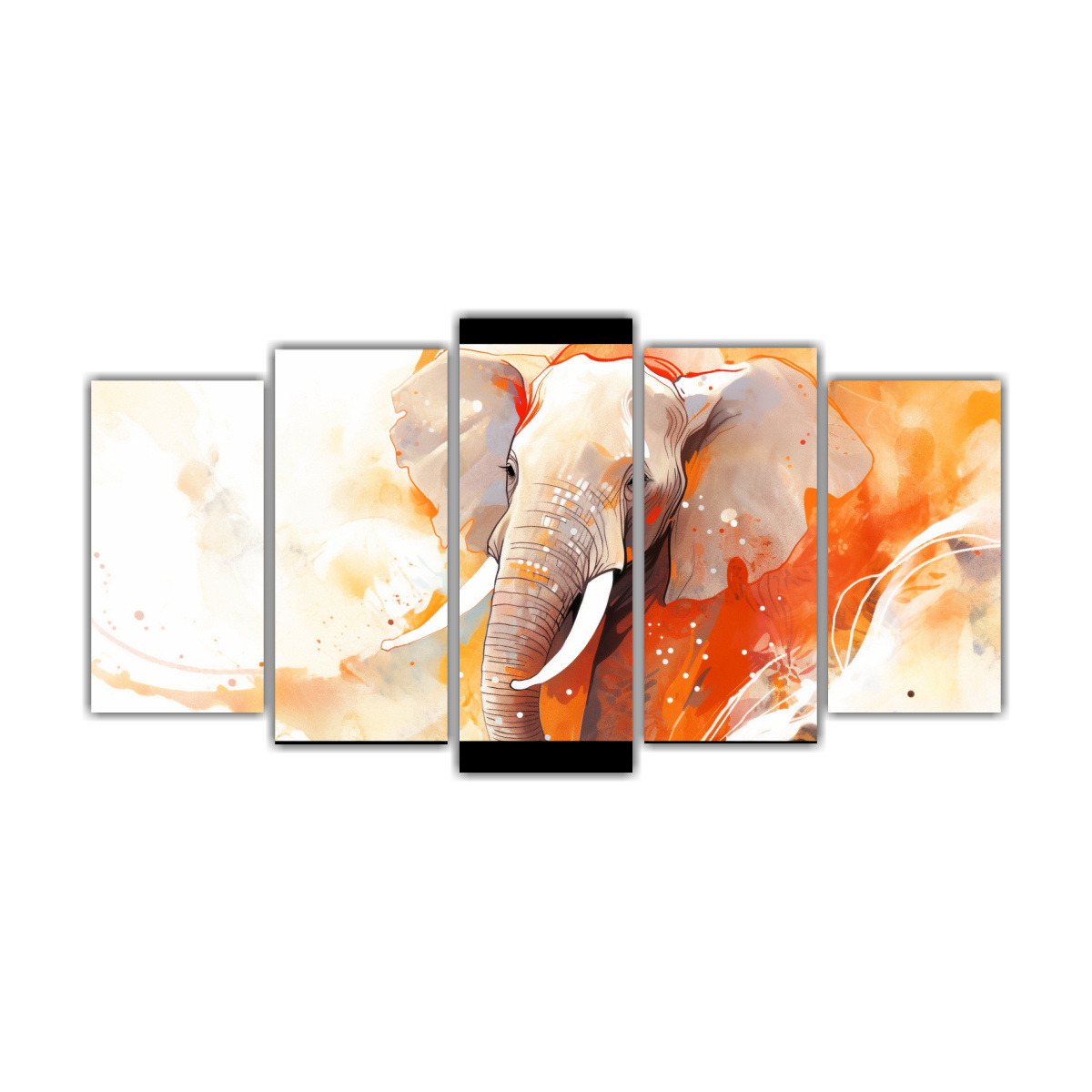 elefante-asi-tico-en-blanco-y-naranja-lienzos-patron-intenso-