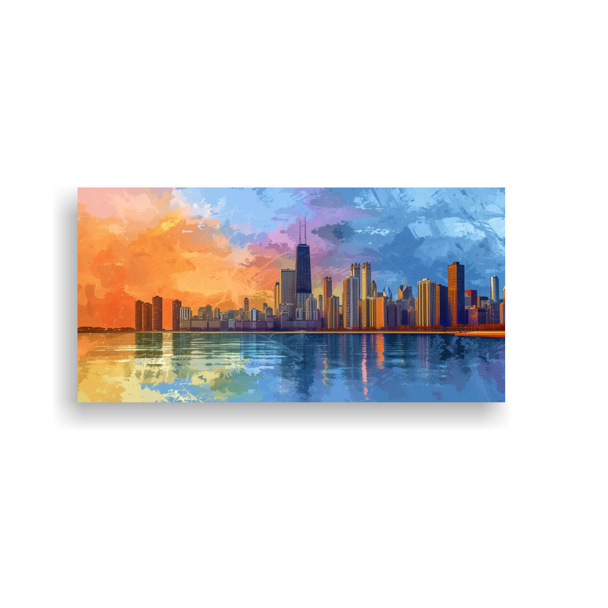 Lienzo Colores Simétricos Chicago Skyline - Cuadro Decorativo - Decocuadros