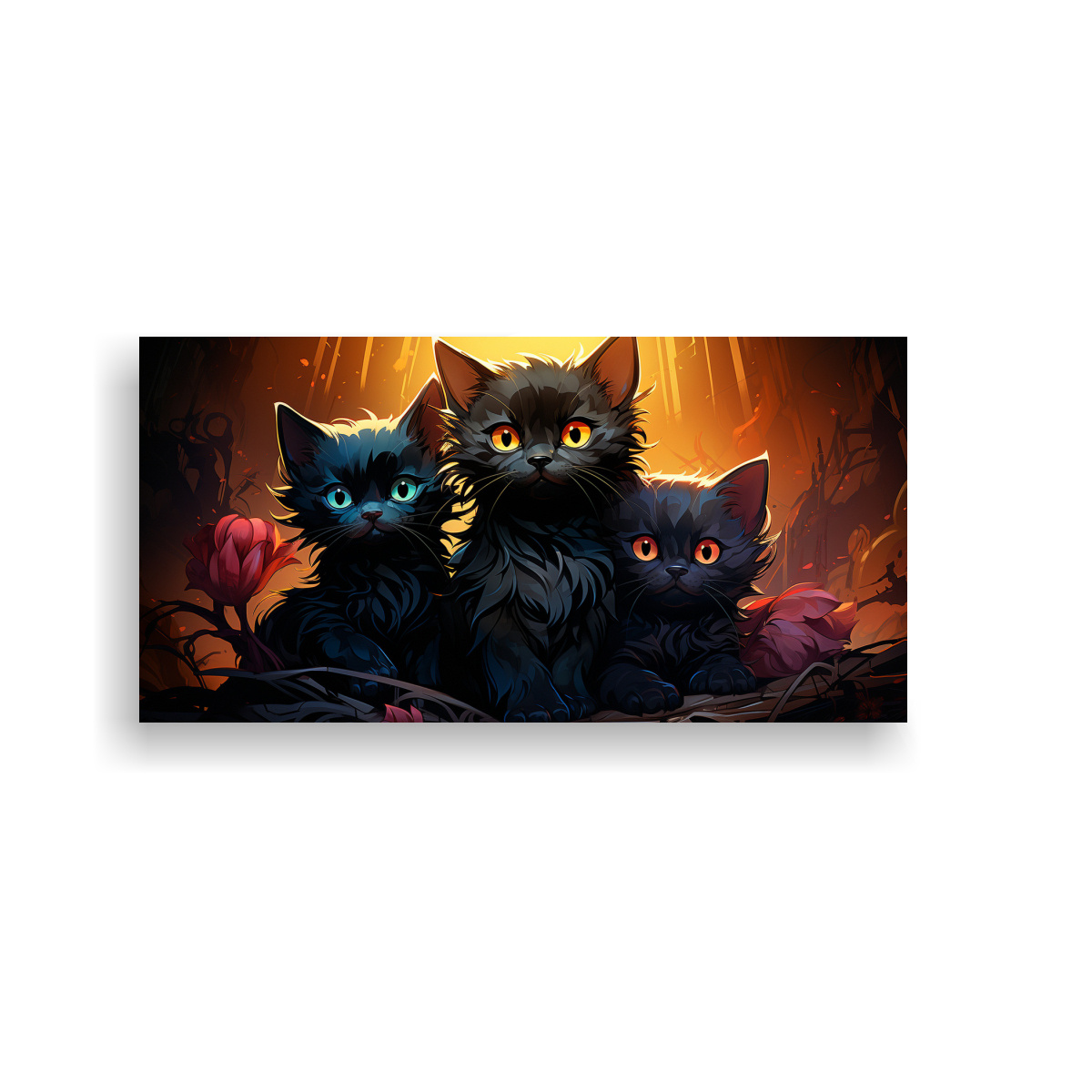 lienzo-con-gatos-negros-en-pila-horizontal
