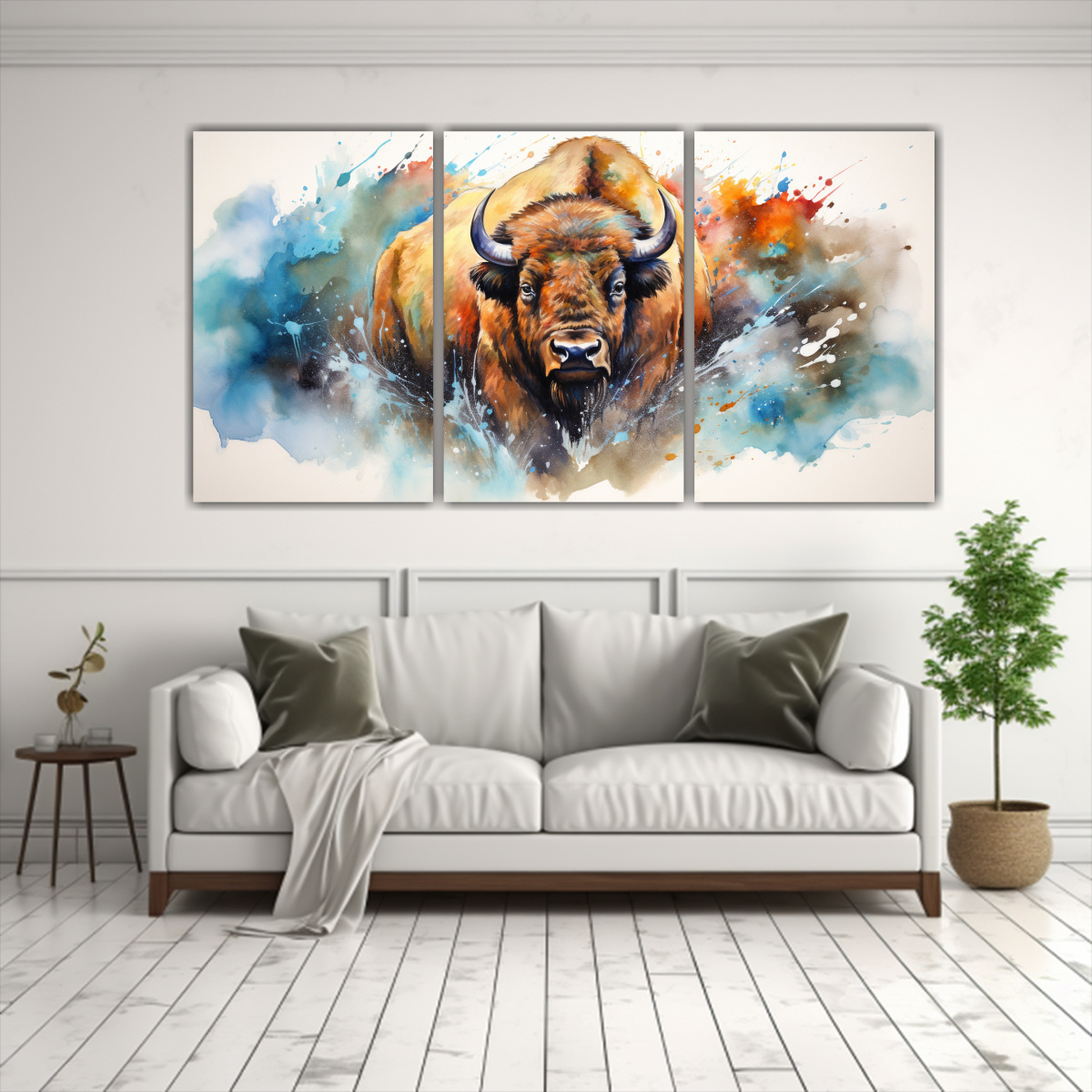 lienzos-colores-simetr-a-bison-buffalo-acuarelas-coloridas-1
