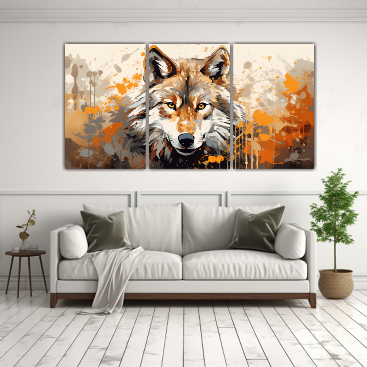 lienzos-dibujo-estilo-medio-a-wolf-en-tonos-beige-arte-pop-neo-1