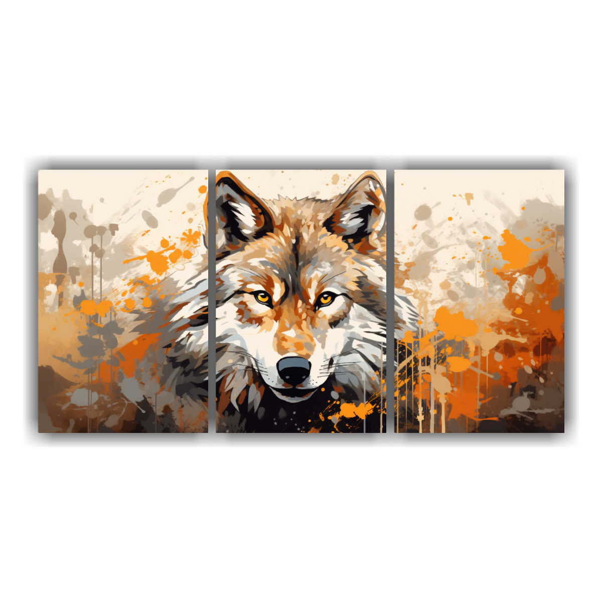 lienzos-dibujo-estilo-medio-a-wolf-en-tonos-beige-arte-pop-neo