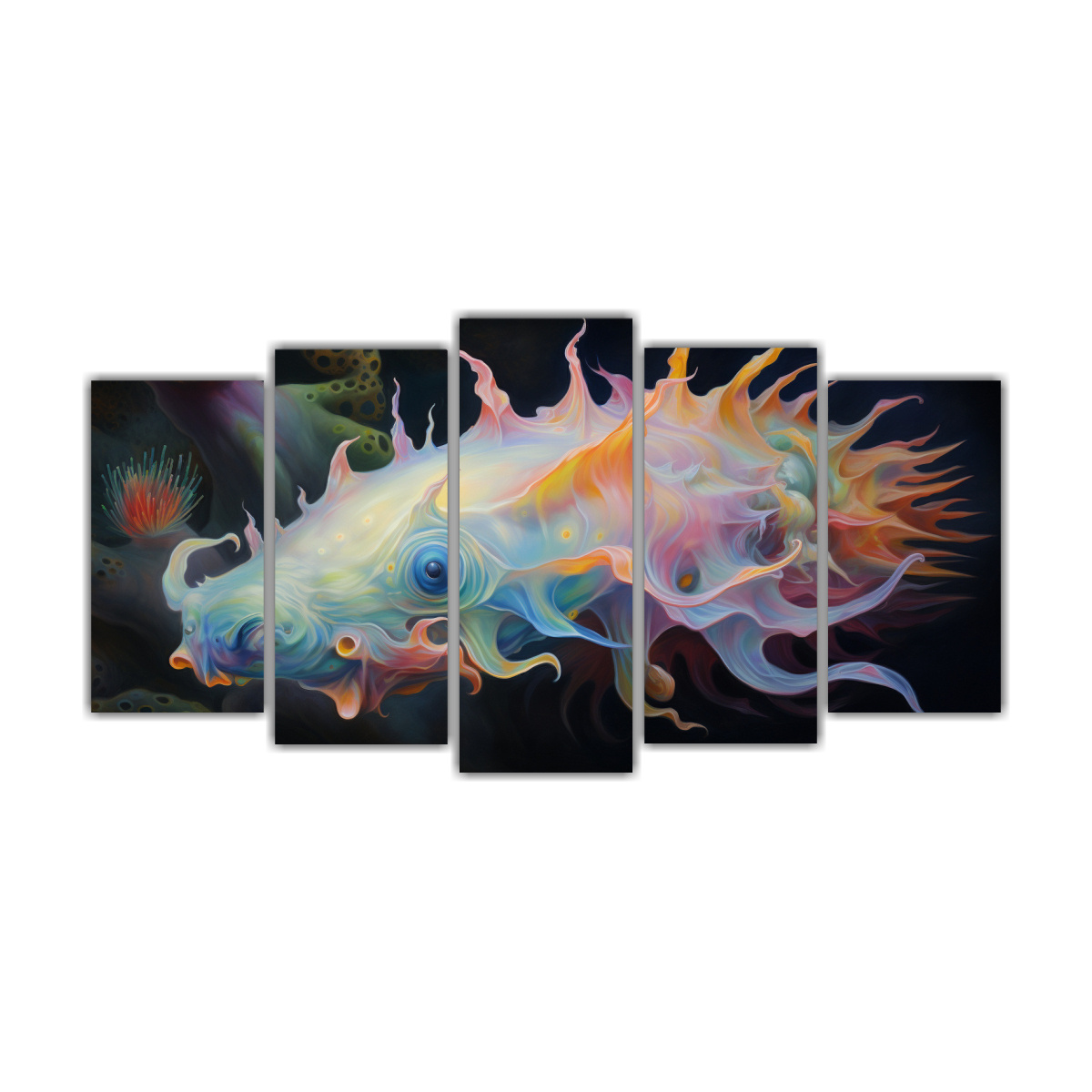 Lienzos Exclusivos De Estilo Pintura Al Estilo óleo Colorida Inspirada En Nudibranquios