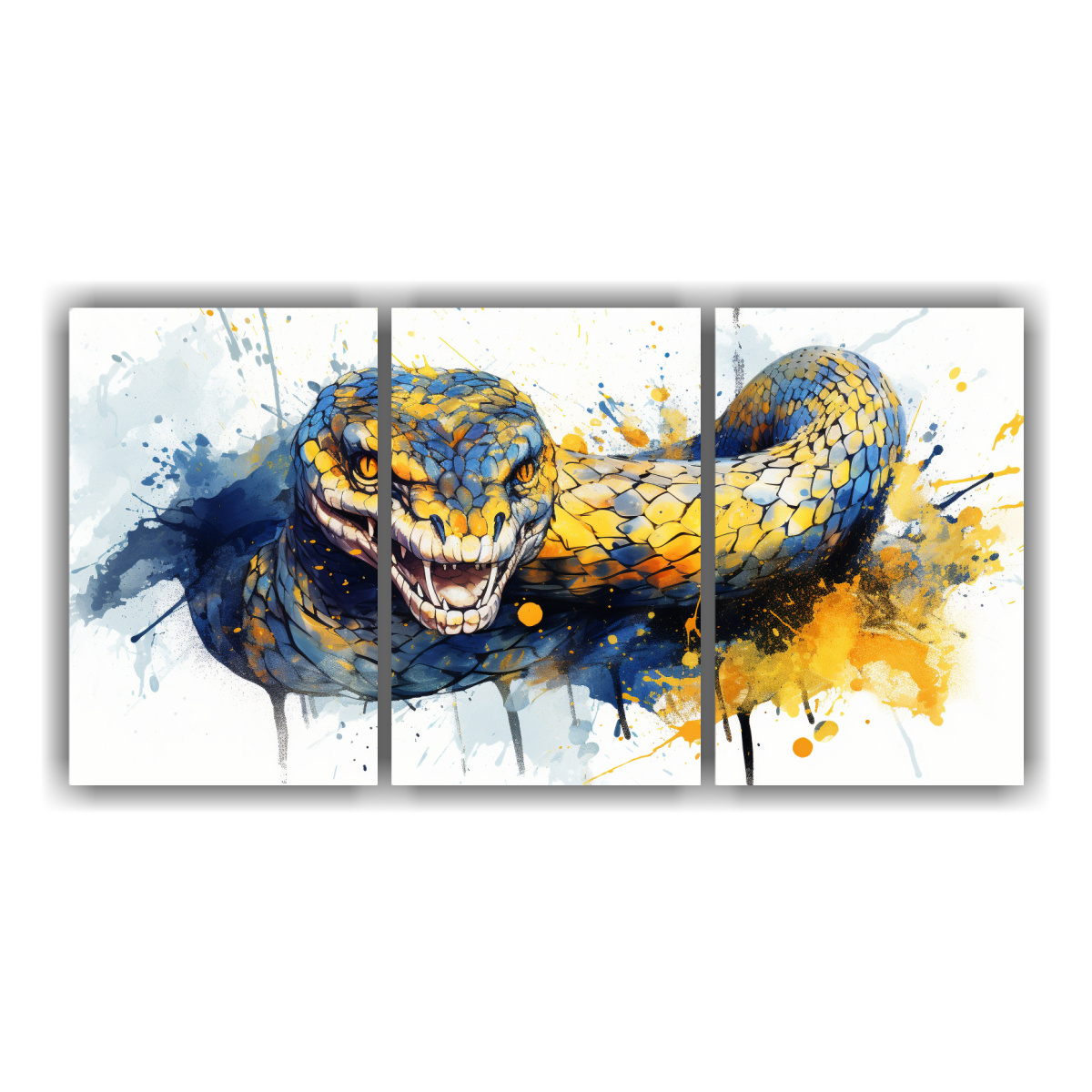 lienzos-modernos-figuras-serpiente-en-oro-y-azul-arte-pop-neo-tendencia