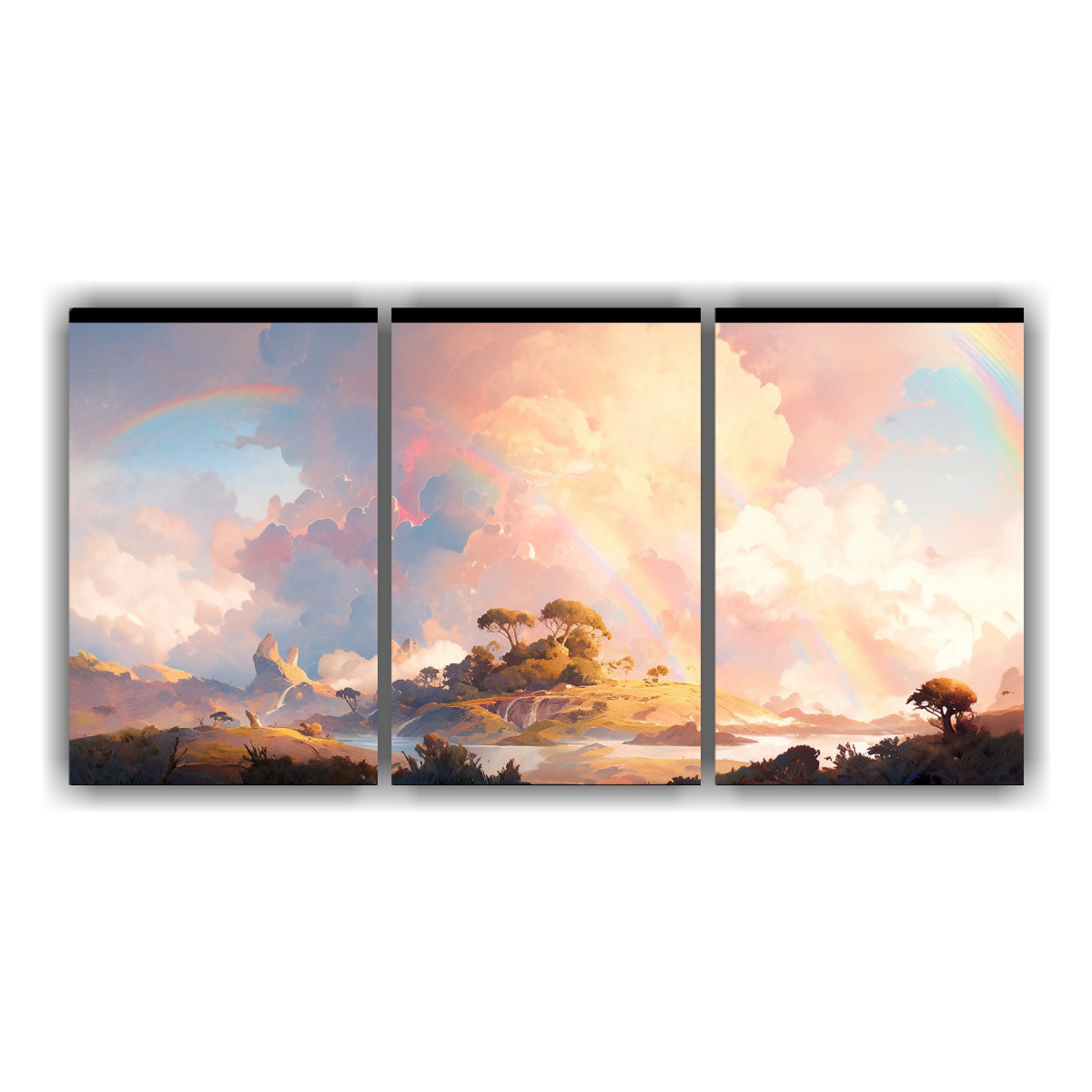 lienzos-tela-acuarela-paisaje-abstracto-arco-ris-y-oro