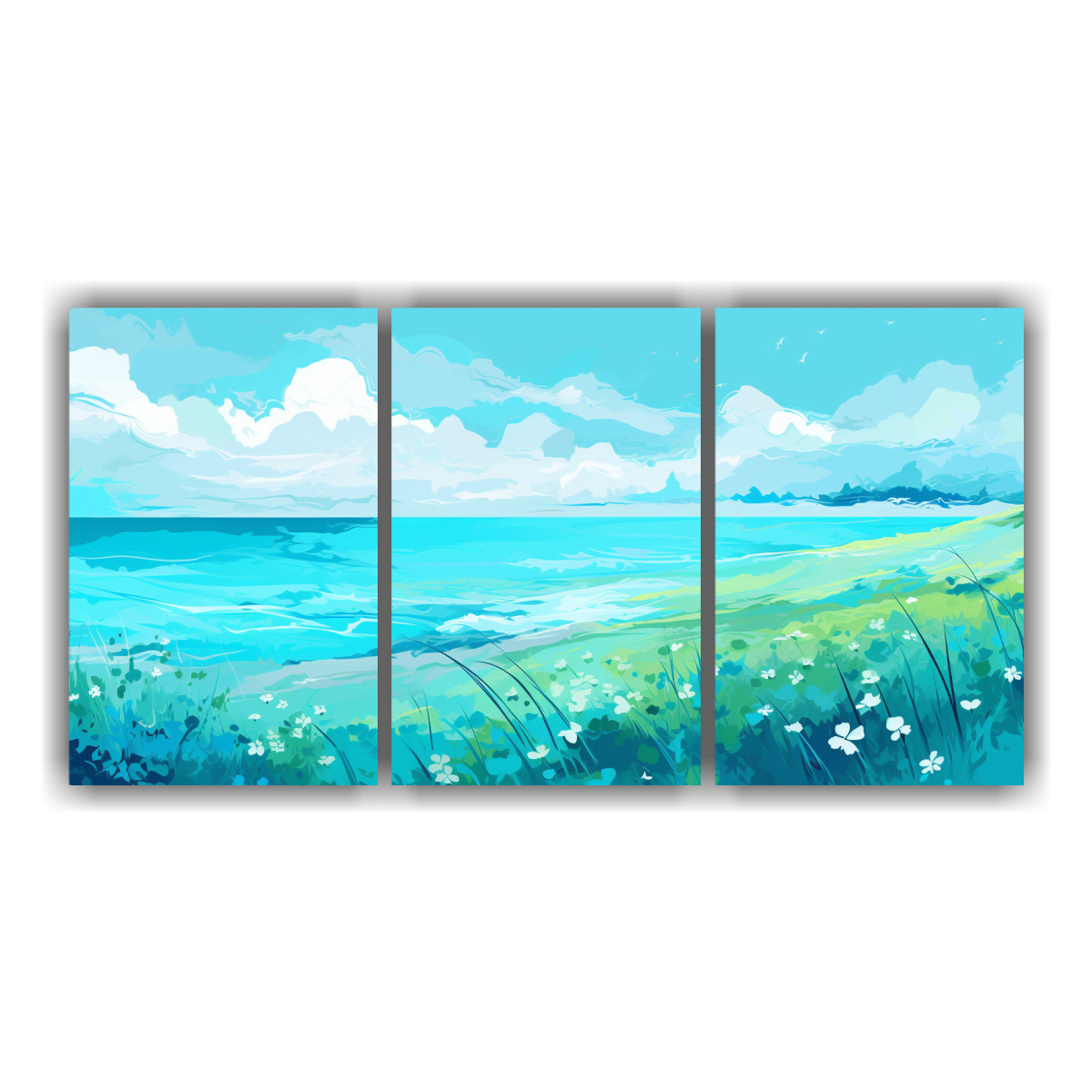 lienzos-tela-paisaje-veraniego-colores-turquesa-estilo-neo-pop-conceptual-alegre