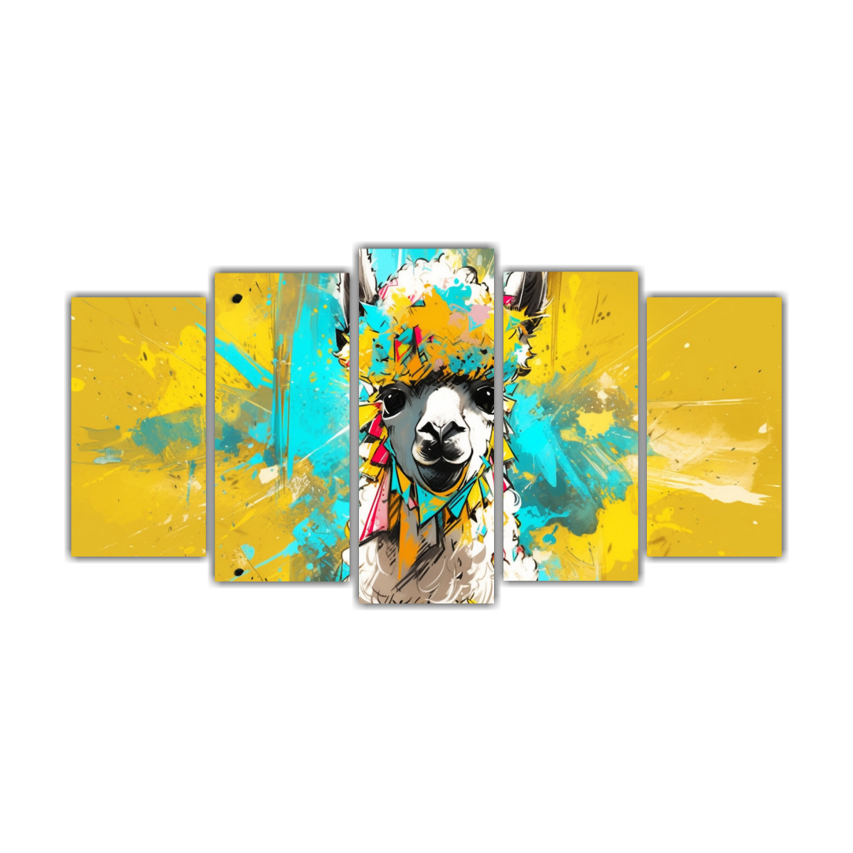 neo-pop-art-composiciones-de-colores-amarillo-y-turquesa-con-alpaca-