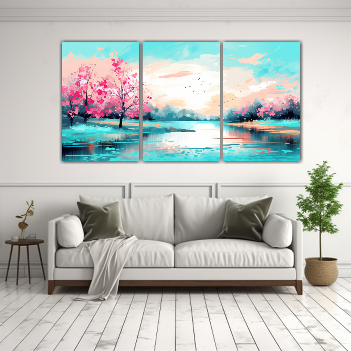 paisaje-primaveral-con-colores-turquesa-en-bastidor-de-madera-1