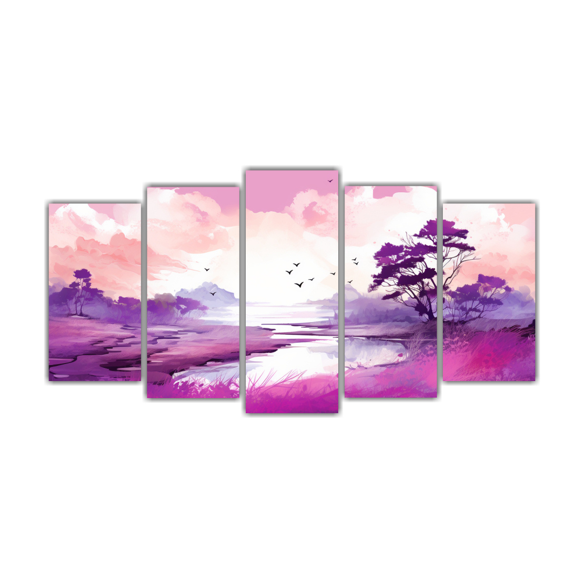 paisaje-veraniego-con-colores-morados-neo-pop-art-en-5-telas-