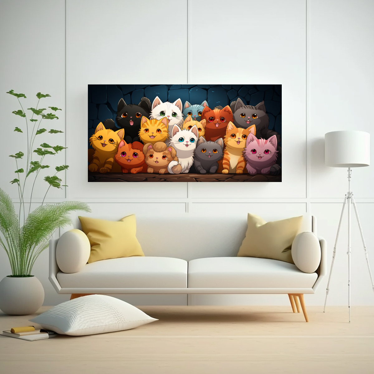 pegatina-de-multitud-de-gatos-felices-y-locos-en-pinturas-de-decoraci-n-1