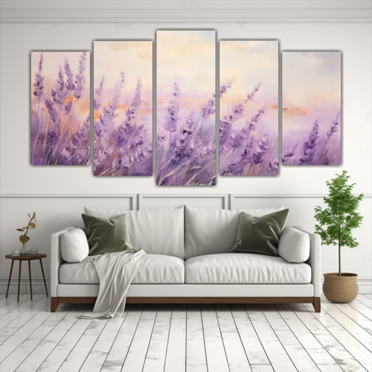 pintura-abstracta-de-cinco-cuadros-detallados-en-tonos-lavanda-y-hierbas-1