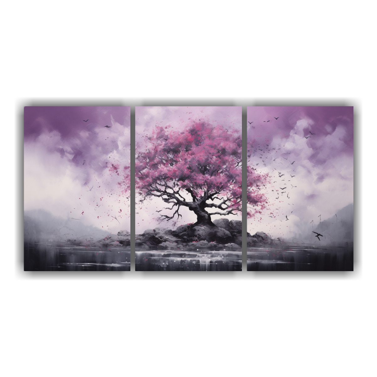 pintura-abstracta-de-colores-morado-y-negro-en-un-rbol-de-acebo