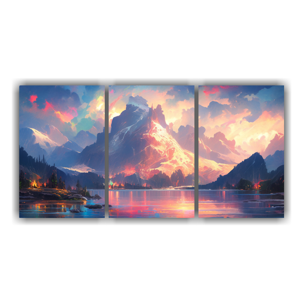 pintura-abstracta-de-monta-as-junto-al-lago-con-colores-arco-ris-